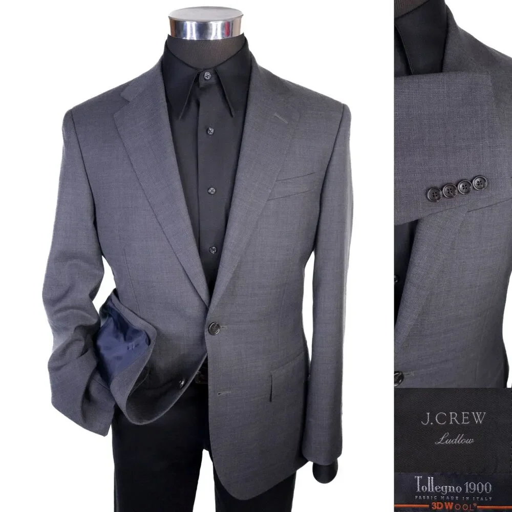J.Crew Ludlow Tollegno 1900 Sz 38S 3D Wool Sport Coat Gray Two Button Jacket